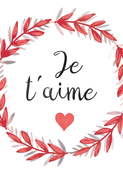 Un doux je t'aime entour&eacute; de feuilles rouges